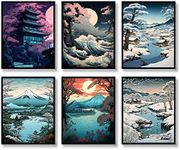 Japanese Wall Art Prints Set of 6 Japan Landscape Posters Vintage Wall Decor Ukiyoe Paintings Aesthetic Asian Retro Picture Mount Fuji Photo Canvas Art Painting for Living Room Bedroom Wall Decorastronaut (A, 8"x10" UNFRAMED)