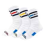 BLITZSOX Hi-Tech Performance Athletic Crew Length Socks (Tennis, Badminton, Running, Gym & Indoor Training), Pack of 3 (Free Size, Multicolor Stripes)