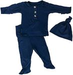 Stroller Society Newborn Baby Take Home Outfit and Hat Set, Cozy Gender Neutral Baby Clothes, Comfy Newborn Outfit for Boys and Girls, Stylish Newborn Clothes, 0 to 3 months old, Navy Blue