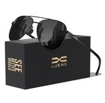 LUENX Aviator Sunglasses Polarized for Men Women-Non Mirror Driving uv 400 Protection with case(All Black)