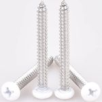 60 pcs # 8 X 1 1/2" White Screws White pan Head Machine Screws White rv Screws Twinfast Thread Cargo RV Zinc Plated Corrosion Resistance #2 Phillips Bit with Screw Bit