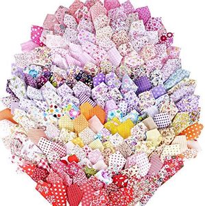 MEJOSER 200Pcs 10x10 cm Retales de Tela 100% Algodón Trozos Telas Patchwork Material para Coser Manualidades DIY Costura Muñecas