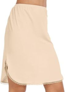 Half Slips for Women Underskirt Short Mini Skirt with Floral Lace Trim Nude Large