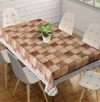 Kuber Industries Checks Print 6 Seater Table Cloth|PVC Dining Table Cover|Table Sheet for Indoor and Outdoor|Waterproof Protector 90x60 (Brown)