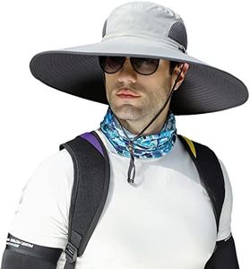 6" Large Wide Brim Sun Hats, Men and Women Bucket Hat for Outdoor Fishing Hiking Garden Lawn Yard Work Safari Beach Kayaking E-yp02-lightgray