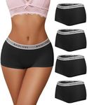 Avidlove Women's Underwear Cotton Boyshort Panties Full Coverage Boxer Shorts Briefs Cheeky Panty Pack of 4(Black*4,Medium)