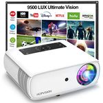 HOPVISION Native 1080P Projector Full HD, 9500Lux Movie Projector with 150000 Hours LED Lamp Life, Support 4K 350" Home Outdoor Projector for Smartphone/PC/Laptop/ PS4/ TV Stick/EXCEL/PPT …