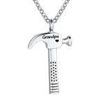 GMXLin Hammer Tool Urn Necklace for Ashes Men Women Cremation Keepsake Memorial Pendant Jewelry for Dad Grandma Mom