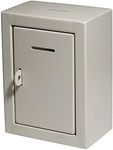 Metal Donation Box Charity Steel Collection ballot Box Office Suggestion Box Secure Box With Front and top Slot Easy Wall Mount with pre drilled holes 8.5x6.5x4" Drop Box for Home and Office(white)