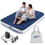 Active Era Luxury Camping Air Mattress with Built in Pump - Queen Size Inflatable Air Mattress with Travel Bag, Portable Air Pump with USB Charging Cable and Foot Pump