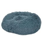 PAWPOURRI Donut Design Round Pet Bed for Small to Medium-Sized Dogs & Cats | 100% Polyester Top Cover | PolyFibre Filling | Washable (Teal, M/L)