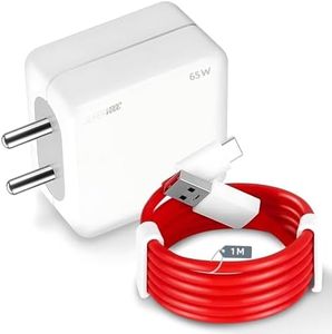 Onepluss 65W Fast Charger & USB A to Type C Cable Combo,Supports Warp, SuperVOOC, Dash, Fast & Super Fast Charging, Charger Adapter Designed for One Plus & Other Type C Smartphones-65 W, White