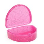 Slim Orthodontic Dental Case - Colour & Glitter Choices for Retainers, Bleaching Trays, Dentures & More (Glitter Pink)