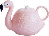 JointVictory 34 oz Flamingo Teapot - Pink Flamingo Themed Choice for Women Small Porcelain Tea Pot - Microwave and Dishwasher Safe (Teapot)