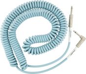 Fender Original Series Coiled Instrument Cable, Straight/Angle, Daphne Blue, 30ft