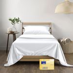 100% Cotton Twin XL Sheet Set - 3 PCs - Fits College Dorm Rooms - Hotel Style Luxury Sheets - Deep Pockets Easy Fit - 600 TC Sateen Weave Breathable & Cooling Bedsheets for Hot Sleepers - White