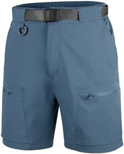 FREE SOLDIER Men's Cargo Hiking Shorts with Belt Lightweight Quick Dry Tactical Shorts with Pockets for Casual Work Golf (Sky Blue 34W12L)