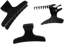 Head Jog 12 Pack Butterfly Hair Clips, Accessories for Sectioning and Styling. Hair Clamps for Women and Men (Black)