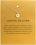 upeilxd Layering Compass Dot Pendant Necklace with Brave Inspirational Message Card Necklaces Friendship Sun Good Luck Adventure Mountain Pendant Chain Necklace for Women Girl Gift