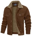 MAGCOMSEN Trucker Jacket for Men Corduroy Cargo Jacket Sherpa Lined Jacket Spread Collar Winter Warm Coat Casual Fleece Jacket Brown,2XL