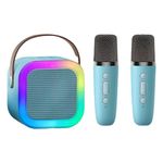 Karaoke Machine for Kids, Kids Karaoke Machine for Girls with 2 Wireless Microphones, Mini Portable Bluetooth Speaker Kids Karaoke Machine Gifts for Girls and Boys Family Party (Blue)