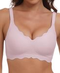 JURDUIR Bras for Women No Underwire Wireless Soft Seamless Bra with Adjustable Straps Comfort Bralettes with Bra Extender(Pink,S)