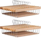 Aakriti Wooden Slack/Trouser Pants Hangers with Non Slip Bar Smooth Finish, Durable Wooden Hangers - Slim & Sleek Space Saving Closet Hangers, 360° Hook- Ideal for Pant (13 INCH-HANGER-12PCS)