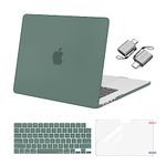 MOSISO Compatible with MacBook Air 15 inch Case 2023 2024 Release M3 A3114 M2 A2941 Liquid Retina Display Touch ID, Plastic Hard Shell Case&Keyboard Cover&Screen Protector&Type C Adapter,Emerald Green