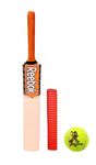 TT Wooden Cricket bat and 1 Cartoon Tennis Ball and Free 1 Bat Grip Multicolour (Grip Color and Design May Vary). Multicolour