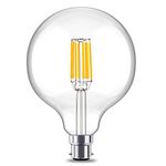 Luxvista Globe Bulb BC B22 G125 LED Filament Light Bulb 10W Bayonet Cap Cool White 6000K Fitting 100W Incandescent Replacement