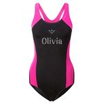 Varsany Personalised Girls Swimming Costume One Piece Kids Swimsuit - Bathing Suit Swimwear Childrens - Suitable for Kids Age 5-15 Years