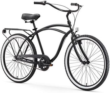 sixthreezero Around The Block Men's 3-Speed Beach Cruiser Bicycle, 26" Wheels, Matte Black with Black Seat and Grips