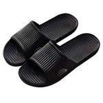 JIJIe Shower slipper,Slippers for Women bathroom or indoor use, anti-slip (Black UK5/5.5, EU38/39)