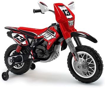 INJUSA - Moto Électrique Cross Thunder Max VX, Batterie 12 V, pour Enfants +3 Ans, avec Accélérateur sur Poignée, Roues de Soutien et Bandes en Caoutchouc sur Les Roues, Vitesse 6 Km/h, Rouge