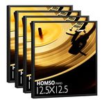 Homso 12.5 x 12.5 Vinyl Record Frame Set of 4 in Black - Metal Aluminum Music Album Frames for Vinyl Records for Wall to Display - Record Album Frames for the Wall Hanging Hardware Included