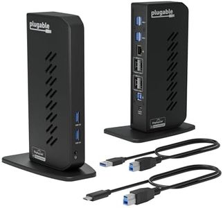 Plugable USB 3.0 and USB-C Dual 4K Display Docking Station with DisplayPort and HDMI for Windows and Mac (Dual 4K DisplayPort & HDMI, Gigabit Ethernet, Audio, 6 USB Ports)