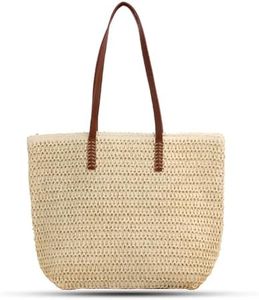 abcmilz Women Straw Beach Bag Large Summer Straw Handmade Woven Shoulder Bags Bobo Tote Handbag Purse for Travel Vacation Shopping (Beige)