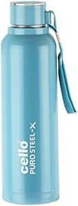 Cello Puro Steel-X Benz 900 | Leak Proof| Wide Mouth & Easy to Open | Insulated Inner Steel Outer Plastic Water Bottle | 730ml | Turquoise