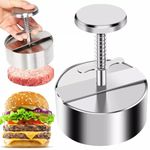 HARIVAR MART Burger Press, Stainless Steel Hamburger Patty Maker, Adjustable Hamburger Patty Maker, Non Stick Patty Making Molds with Spring Button for BBQ and Homemade Hamburger (8 CM)