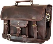 RUSTIC TOWN Leather Laptop Bag for Men - 16" Messenger Crossbody Briefcase Bag - Ideal for Office, College, & Travel - Durable Shoulder Bag - Gift for Men