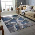 New Modern Rugs Wind Pattern Small Extra Large Bedroom Living Room Floor Rugs 160cm x 230cm (120 x 170 cm (4 ft x 5 ft 6 in), Blue)