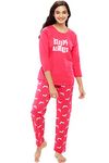 ZEYO Women's Cotton Dog & Heart Printed Stylish Night Suit Set of Top & Pyjama 5620 Pink