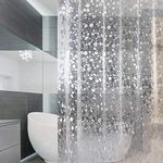 Qulable Shower Curtain Liner with Magnets & 12Pcs Plastic Shower Curtain Hooks, 72 x 72-Inch-Odorless-PEVA Waterproof Pebble 8G Shower Curtain Liner for Shower Stall, Bathtubs