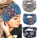 GORTIN Boho Headbands Leopard Hair Bands Knoted Turban Headband Stretch Twist Head Wraps Stripe Cloth Head Bands for Women and Girls 3 Pcs (Trendy)