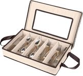 Flatware Storage Case - Durable 5 Compartment Silverware Storage Container Box with Removable Lid and Easy to Carry Handles - Large Capacity Keeps Your Cutlery Organized & Protected