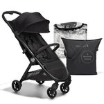 Baby Jogger City Tour 2 Eco Stroller Travel System | Ultra-Lightweight, Foldable & Compact Pushchair Buggy, Carry Bag, Weather Shield & Belly Bar | with Sustainable Fabrics | Black