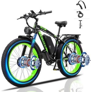 QIKAITU Road Legal Electric Bike, 48V23Ah Battery 120KM Range E Bike with Phone Holder, 26" Fat Tire All Terrain EBike 25-50 km/h Adjustable Max Speed, Hydraulic Disc Brakes (Green)