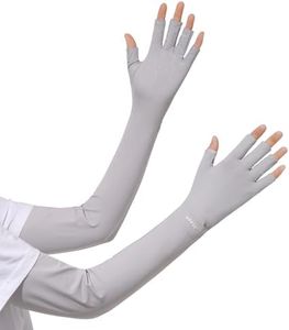 apaepr Sun Gloves for Women – UV Protection, Breathable, Touchscreen & Watch-Friendly Driving Gloves, UPF SPF Sun Protection (Gray, One Size)