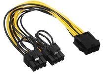 WiredCom® 20cm 8 Pin Female to Male 2 Port(6+2) Pin PCI-Express 8pin to Dual 8 pin Splitter GPU Graphics Card Power Supply Cable (Pack of 1)