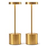 Ophouliy Cordless Table Lamps Rechargeable 2 Pack, 5000mAh Battery Operated LED Touch Lamps, IP54 Waterproof Portable Wireless Table Lights for Outdoor Patio Bar Restaurants Bedroom Bedside (Gold)